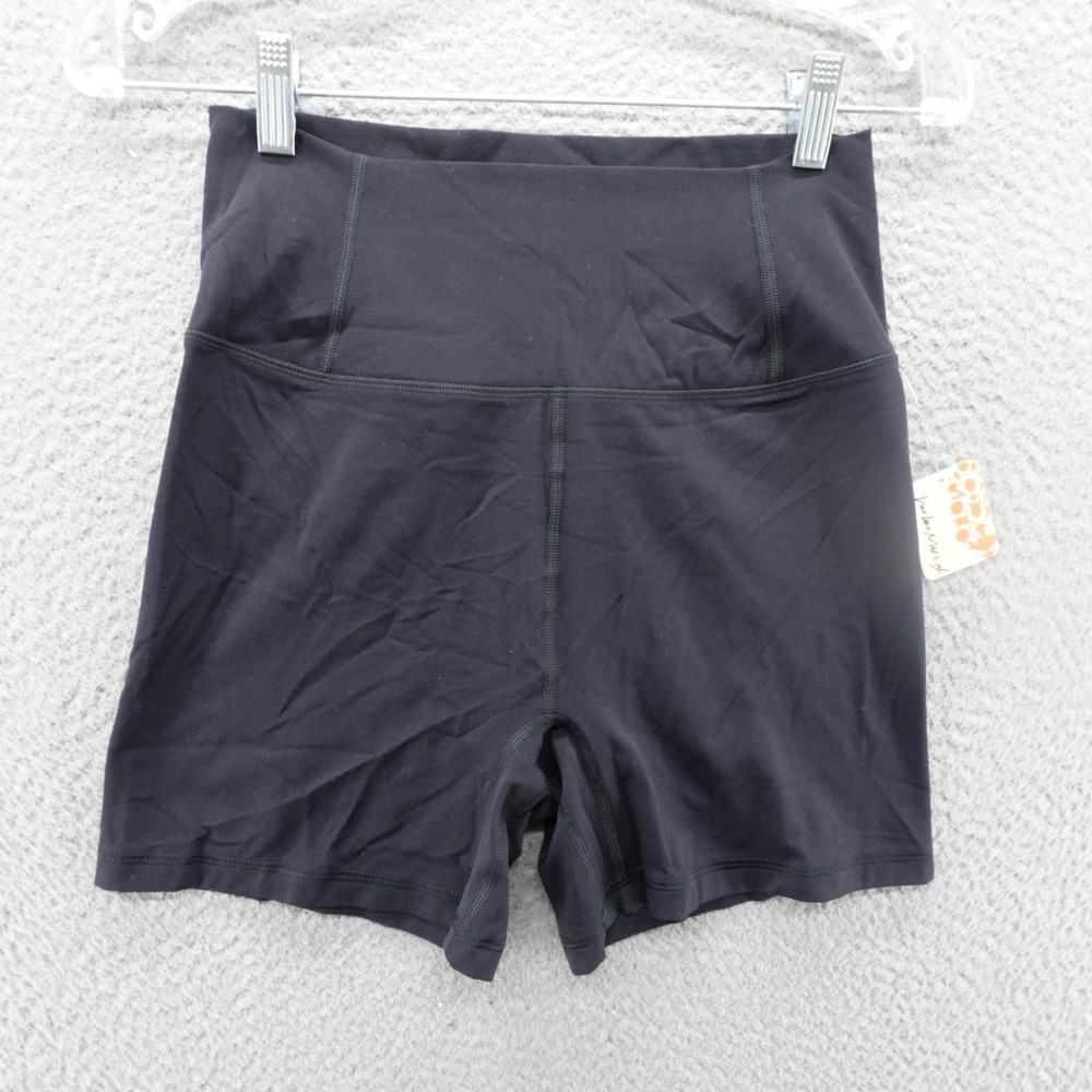 Free People Movement High Rise Biker Shorts Black Womens Size Medium NEW